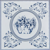 Ceramic backsplash in the ancient style of the famous Delft tiles.