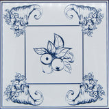 Ceramic backsplash in the ancient style of the famous Delft tiles.