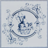 Ceramic backsplash in the ancient style of the famous Delft tiles.