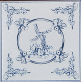 Ceramic backsplash in the ancient style of the famous Delft tiles.