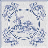 Delft style mosaic tiles.