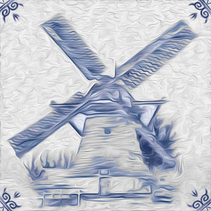Delft style mosaic tiles.