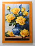 "An antique Chinese vase with yellow roses." Framed tile mosaic/Kitchen backsplash. - ArtisTile Ceramic