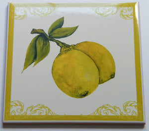 Ceramic backsplash lemons
