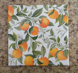 Ceramic kitchen trivet - tangerines