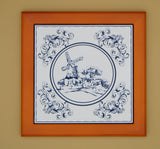 Carrelage décoratif de style Delft Blue. Motif champêtre série 01