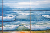<tc>Côte de l'océan. Superbe décor mural composé de 6 tuiles de céramique lustrées. 51,5x36,5cm (20,25"x14,25"). Mosaïque de tuiles encadrées. Cadre en bois de qualité.</tc>