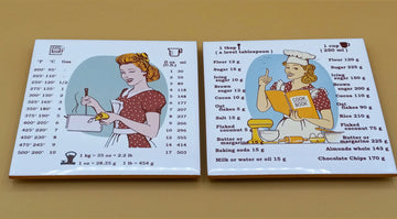 Set of 2 ceramic kitchen trivets. Kitchen conversions: Weight measurement- Weight conversion-Liquid conversion-Temperature conversion. - ArtisTile Ceramic