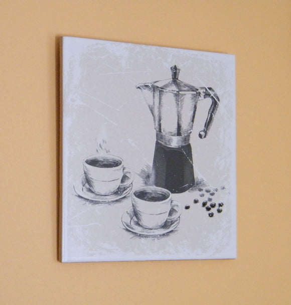 Coffee time. Kitchen ceramic wall decor. 