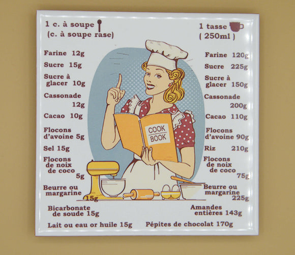 Retro-style ceramic kitchen trivet- Cooking Measurements for Food